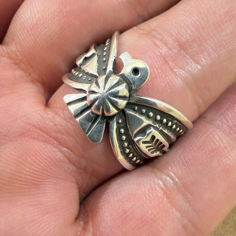 Navajo Sterling Silver Thunderbird Ring Size 11 Darrel Cadman